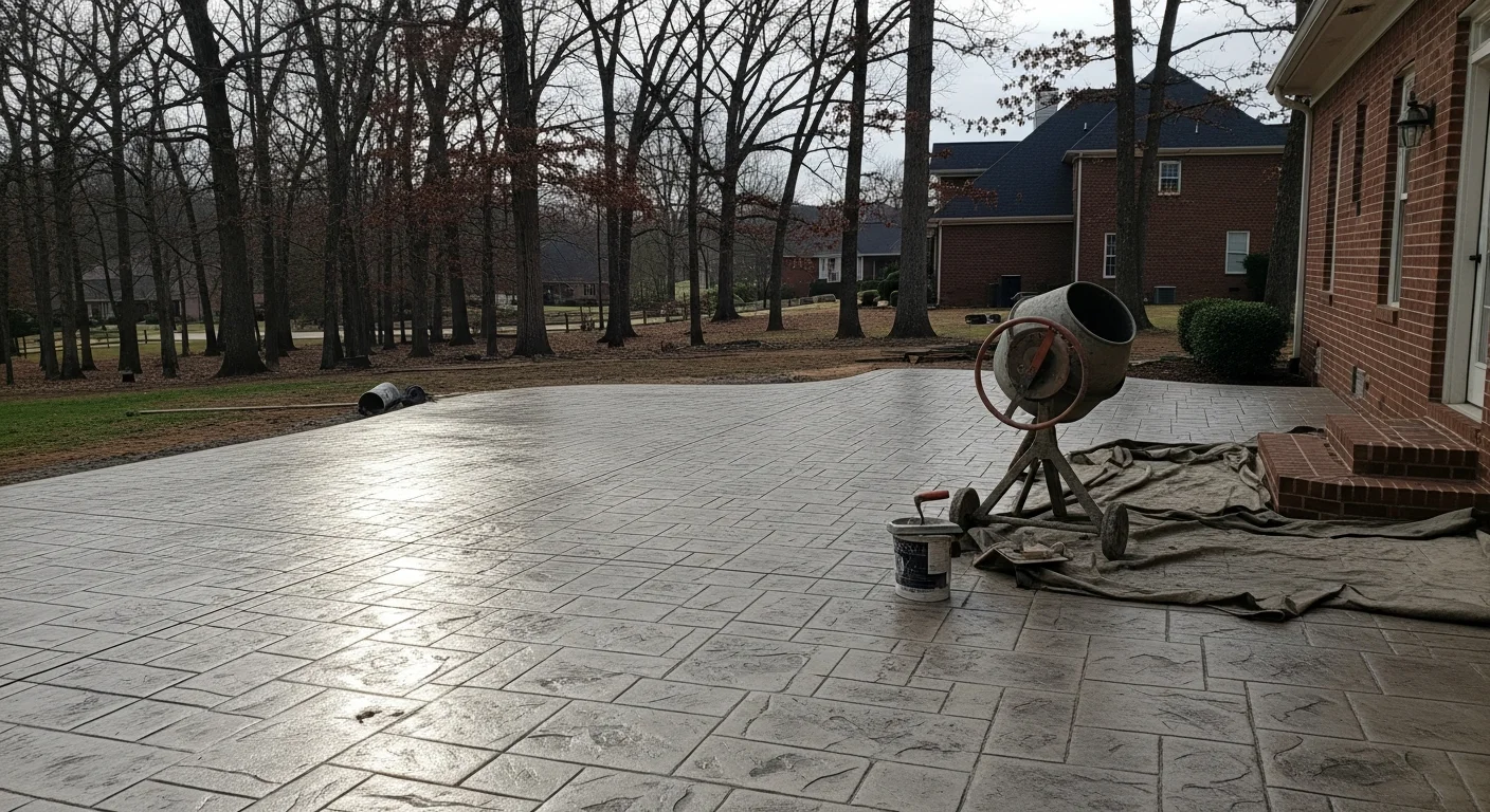 Stamped concrete patio with decorative finish in Knoxville
