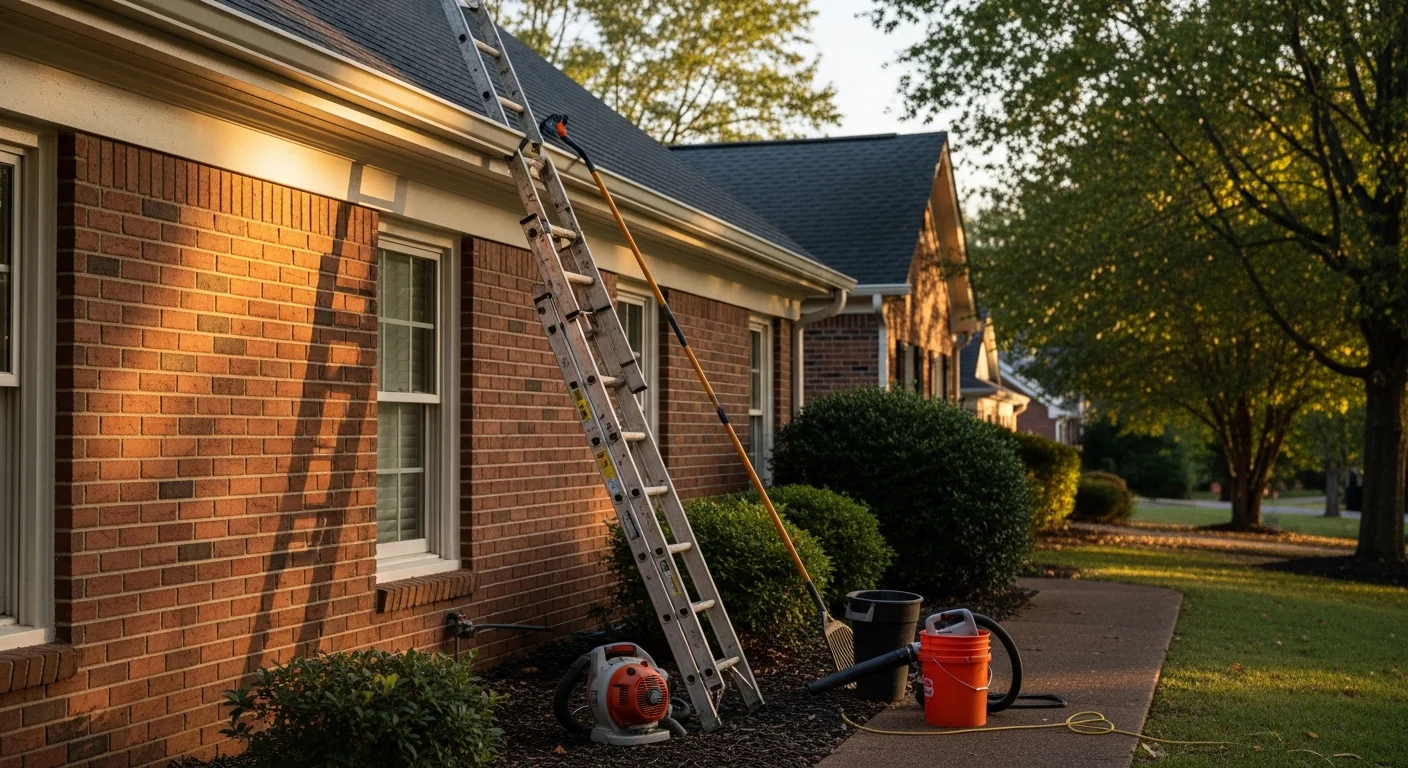 Clean gutters on residential home in Knoxville