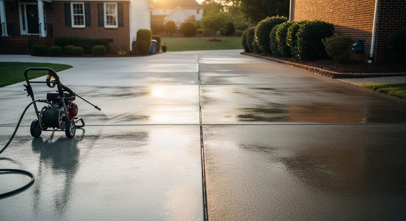 Clean driveway after professional pressure washing in Knoxville